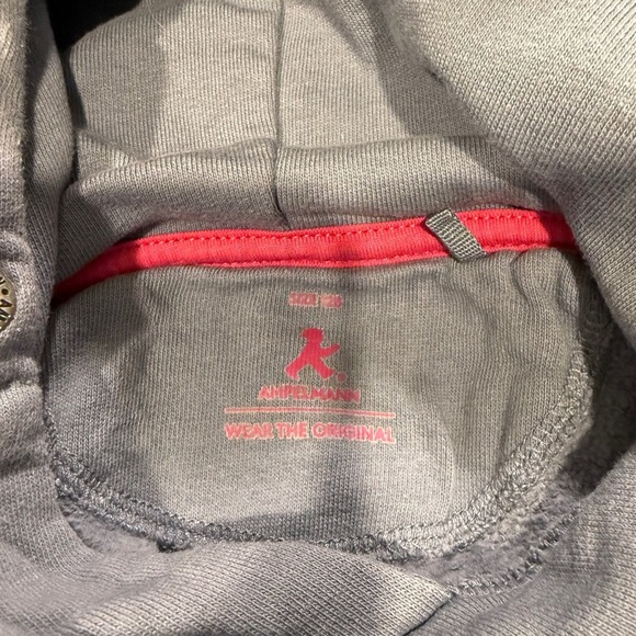 Ampelmann Kids Gray Hoodie with Pink Girl Logo Kangaroo Pocket Organic Cotton - Picture 6 of 7